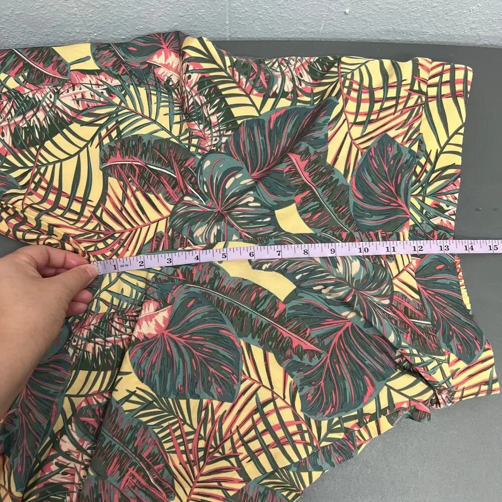 Pull On Wide Leg Cropped Floral Pants Womens Small Beachy Boho Tropical